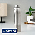 bb home Trendy Stainless Steel Water Bottle With Steel Cap - Steel Matt Finish 3x1 L Multipack