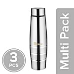 BB Home Aqua Stainless Steel Bottle With Steel Cap - Steel Mirror Finish, PXP 1003 CK 3x650 ml Multipack
