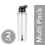 BB Home Frost Stainless Steel Bottle With Sipper Cap - White Matt Finish, PXP 1004 DQ 2x1 L Multipack