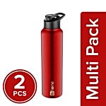 bb home Frost Stainless Steel Water Bottle With Sipper Cap - Dark Red 2x1 L Multipack
