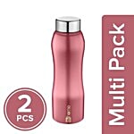 BB Home Trendy Stainless Steel Bottle With Steel Cap - Metallic Pink Finish, PXP 1002 BK 2x500 ml Multipack
