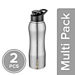 bb home Trendy Stainless Steel Water Bottle With Sipper Cap - Steel Matt Finish 2x750 ml Multipack