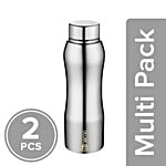 BB Home Trendy Stainless Steel Bottle With Steel Cap - Steel Mirror Finish, PXP 1002 CV 2x750 ml Multipack