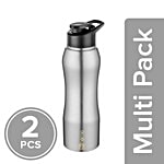 bb home Trendy Stainless Steel Water Bottle With Sipper Cap - Steel Matt Finish 2x1 L Multipack
