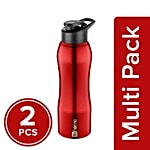 bb home Trendy Stainless Steel Water Bottle With Sipper Cap - Dark Red 2x1 L Multipack