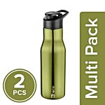 BB Home Puro Stainless Steel Bottle With Sipper Cap - Metallic Green Finish, PXP 1008 CQ 2x750 ml Multipack