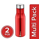 BB Home Puro Stainless Steel Bottle With Steel Cap - Dark Red Colour, PXP 1008 CV 2x750 ml Multipack