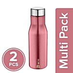 BB Home Puro Stainless Steel Bottle With Steel Cap - Metallic Pink, PXP 1008 CV 2x750 ml Multipack