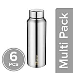 BB Home Frost Stainless Steel Bottle With Steel Cap - Steel Mirror Finish, PXP 1009 BK 6x500 ml Multipack