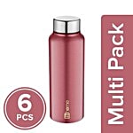 BB Home Frost Stainless Steel Bottle With Steel Cap - Metallic Pink Finish, PXP 1009 BK 6x500 ml Multipack