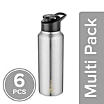 bb home Frost Stainless Steel Water Bottle With Sipper Cap - Steel Matt Finish 6x750 ml Multipack