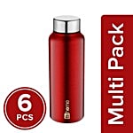 BB Home Frost Stainless Steel Bottle With Steel Cap - Dark Red, PXP 1004 CV 6x750 ml Multipack