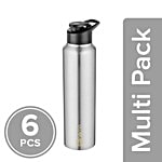 bb home Frost Stainless Steel Water Bottle With Sipper Cap - Steel Matt Finish 6x1 L Multipack
