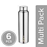 bb home Frost Stainless Steel Water Bottle With Steel Cap - Steel Matt Finish 6x1 L Multipack