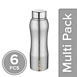 BB Home Trendy Stainless Steel Bottle With Steel Cap - Steel Matt Finish, PXP 1002 BK 6x500 ml Multipack
