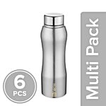 bb home Trendy Stainless Steel Water Bottle With Steel Cap - Steel Matt Finish 6x1 L Multipack