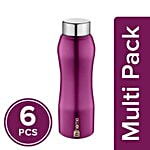 bb home Trendy Stainless Steel Water Bottle With Steel Cap - Purple 6x1 L Multipack