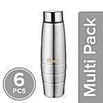 BB Home Aqua Stainless Steel Bottle With Steel Cap - Steel Matt Finish, PXP 1003 DV 6x1 L Multipack
