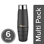 BB Home Aqua Stainless Steel Bottle With Steel Cap - Black Colour, PXP 1003 DV 6x1 L Multipack