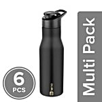 BB Home Puro Stainless Steel Bottle With Sipper Cap - Black Colour, PXP 1008 CQ 6x750 ml Multipack