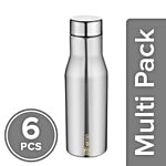 BB Home Puro Stainless Steel Bottle With Steel Cap - Steel Matt Finish, PXP 1008 CV 6x750 ml Multipack
