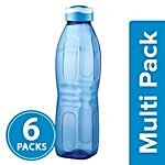 Ratan Atlas Plastic Water Bottle - Blue 1 L Set of 6