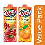 Real Juice - Fruit Power, Cranberry 1 L + Fruit Power, Orange/Santra 1 L Combo 2 Items