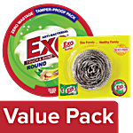 Exo Dishwash Bar - Anti-Bacterial, Round 700 gm + Safal Steel Scrubber 1 pc Combo 2 Items