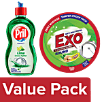 bb Combo Exo Dishwash Bar- Round 700 gm Box + Pril Dishwash Liquid- Active 2X Lime 225 ml Combo 2 Items