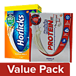 Horlicks Health & Nutrition - Classic Malt 1 kg + High Protein - Vanilla, Protein+ 200 g Combo 2 Items