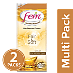 Fem Fairness Naturals Hair Removal Cream Fair & Soft- All Skin Types (Get 50% Extra) 2x40 g Multipack
