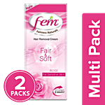 Fem Fairness Naturals Fair & Soft Hair Removal Cream- Sensitive Skin (Get 50% Extra) 2x40 g Multipack