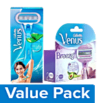 Gillette Venus Venus Hair Removal Razor For Women 1 pc + Venus Breeze - Razor Blades 2 pcs Combo 2 Items
