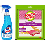bb Combo Colin Cleaner - Glass & Household 500 ml + Scotch Brite Sponge Wipe Large 1 pc Combo 2 Items