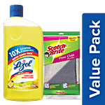 bb Combo Lizol Surface Cleaner - Citrus 975 ml + Scotch Brite Floor Cleaning Cloth 1 pc Combo 2 Items
