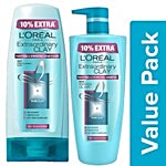 Loreal Paris Extraordinary Clay Shampoo 640 ml + Extraordinary Clay Conditioner 175 ml Combo 2 Items