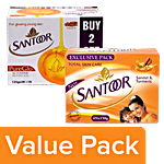 Santoor Sandal & Turmeric Soap 150gx4 + Soap-Glycerine 375gx3, Buy 2 Get 1 Free Combo (2 Items)