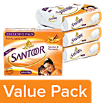 Santoor Sandal & Turmeric Soap 150gx4 + Bathing Soap - Sandal & Almond Milk 150gx3 Combo (2 Items)