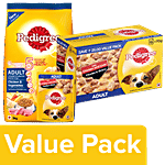 Pedigree Dry Chicken & Veggie 3kg+Wet Chicken & Liver Chunks 70g 15 Packs (For Adult Dog) Combo 2 Items