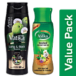 Dabur Vatika - Enriched Coconut Hair Oil 300 ml + Vatika Long & Black Shampoo 440 ml Combo (2 Items)