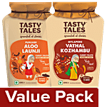 Tasty Tales Aloo Launji 120 g + Mylapore Vathal Kozhambu 150 g Combo 2 Items