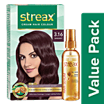 Streax Cream Hair Colour - Burgundy 120 ml + Hair Serum With Walnut Oil 100 ml Combo (2 Items)