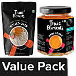 True Elements Rolled Oats Gluten Free 1 kg + Honey Raw 350 g Combo 46 (2 Items)