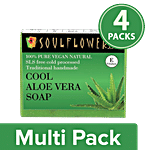 Soulflower Cold Processed Cool Aloe Vera Handmade Soap 4x150g (Multipack)