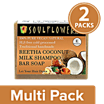 Soulflower Cold Processed Reetha Coconut Milk Shampoo Bar Soap-Anti Dandruff, Anti Hairfall 2x150g (Multipack)