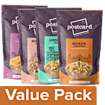 PostCard Sattur Seeval 90g+Bengaluru Hurigalu 150g+Jamnagari Chiwda 120g+Chanachur 120g Combo 4 Items