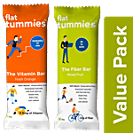 Flat Tummies The Vitamin Bar - Orange 35 g + The Fibre Bar - Mixed Fruits 35 g Combo (2 Items)