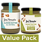 Jus Amazin Almond Butter All Natural Vegan 125g+Organic Peanut Butter All Natural 200g Combo 2 Items