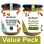 Jus Amazin Almond Butter Unsweetened 500 g + Organic Peanut Butter Unsweetened 500g Combo 2 Items