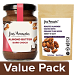 Jus Amazin Almond Butter Dark Chocolate 125g+Roasted Almonds Coated Organic Flax Seeds 19g Combo 2 Items